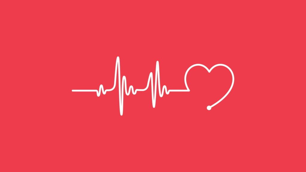 Heart beat monitor ending in a heart shape